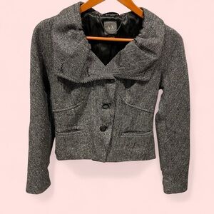 Vintage Y2K Armani Exchange tweed metallic cropped blazer shawl collar pockets